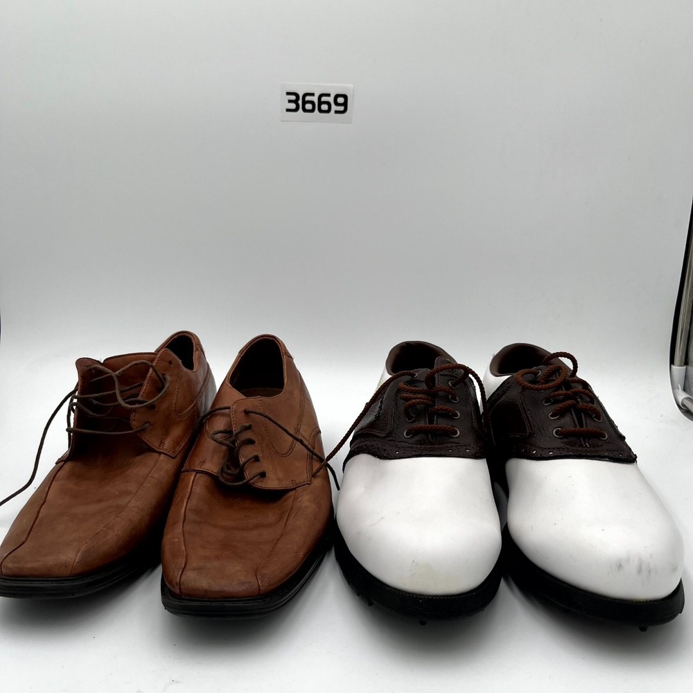 Lot Of 2 FootJoy / Rockport Men's 11.5M / 11M Dress Shoes White Brown Oxfords